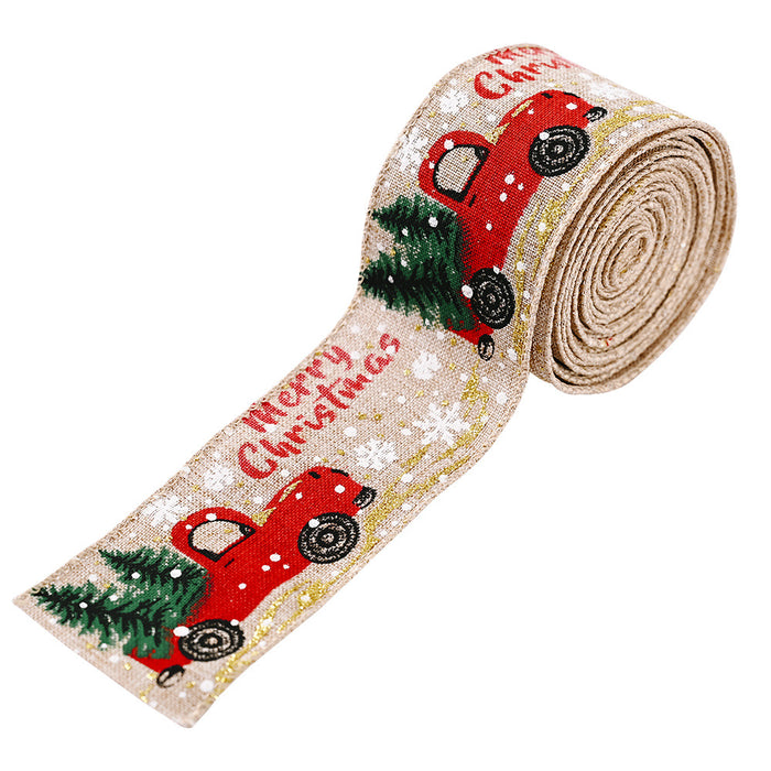 Car & Christmas Tree Ribbon Beige One Size