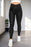 Rose Red Crossed Dip Waist Sleek Leather Leggings Black