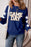 GAME DAY Star Round Neck Long Sleeve Sweatshirt Navy