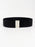 Alloy Buckle Elastic Belt Black Silver One Size