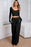 Black Plain Ribbed Crop Top & Wide Leg Pants Two Piece Pants Set