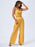 European and American Open Back Suspender Top with Wide Leg Pants Casual Pants Two Piece Set Yellow