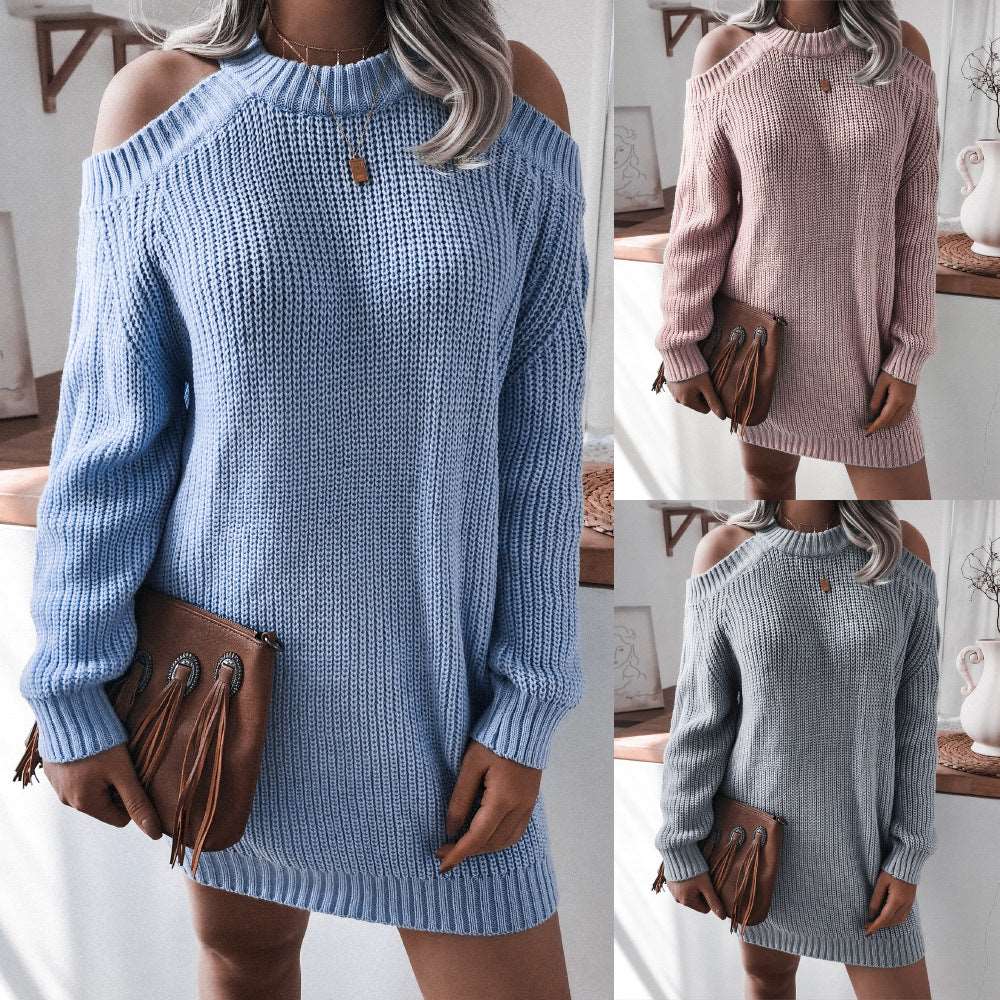 off shoulder knitted sweater