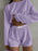 Eyelet Round Neck Top and Shorts Set Lavender