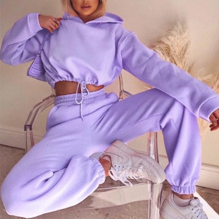 Women's Stylish Leisure Tracksuit Set Purple