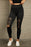 Double Take Wide Waistband Distressed Slim Fit Leggings Black