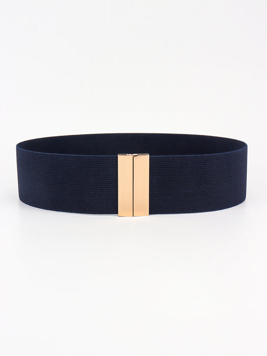 Alloy Buckle Elastic Belt Dark Navy One Size