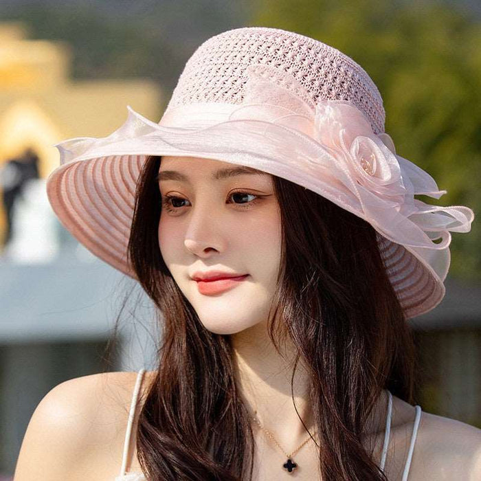 Flower Sun Hat for women Pink M（56-58cm）