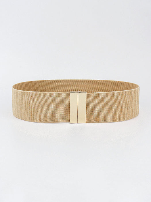 Alloy Buckle Elastic Belt Tan One Size