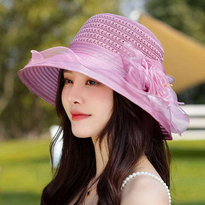 Flower Sun Hat for women Purple M（56-58cm）