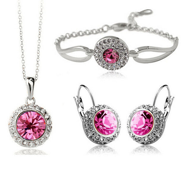 Jewelry Set for women Silver Rose Red