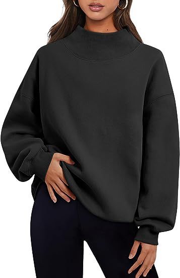 cozy high collar sweatshirt Black