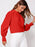 Ruched Mock Neck Long Sleeve Blouse