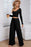 Black Plain Ribbed Crop Top & Wide Leg Pants Two Piece Pants Set