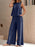 Round Neck Sleeveless Top and Wide Leg Pants Set Dusty Blue