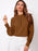 Ruched Mock Neck Long Sleeve Blouse Brown