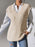 Pearl Trim V-Neck Sweater Vest Beige One Size