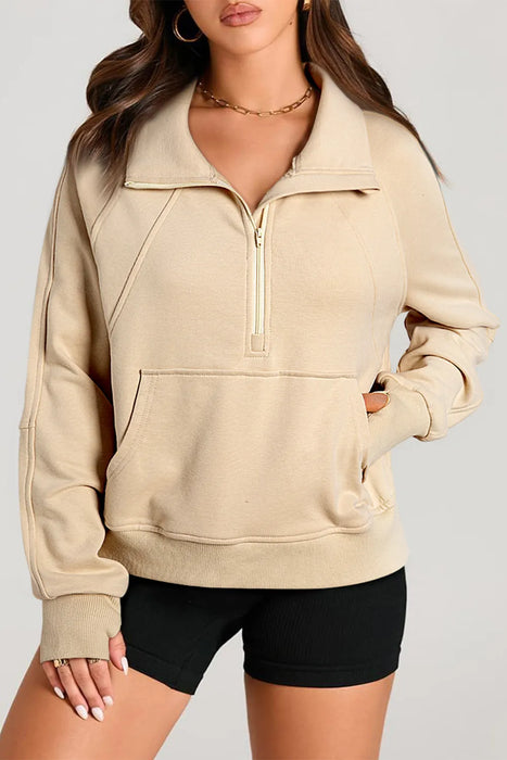 Half Zip Long Sleeve Sweatshirt Dust Storm