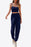 Cropped Cami and Side Split Joggers Set Dark Blue