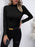 Mock Neck Long Sleeve Knit Top Black