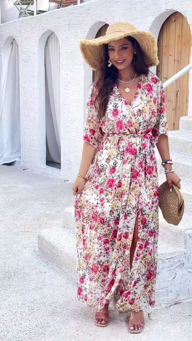 Summer/Spring Elegance Printed Waist Dress for Women