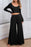 Black Plain Ribbed Crop Top & Wide Leg Pants Two Piece Pants Set Black