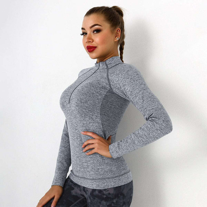 women's long sleeve running top - Zipper Pocket