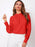 Ruched Mock Neck Long Sleeve Blouse Orange-Red