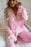 Light Pink Satin Shirt and Ruffle Hem Pants Pajama Set