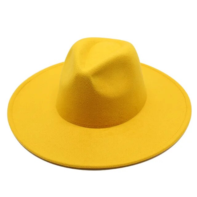 Fedora Wool Hat for women yellow size 56-59cm