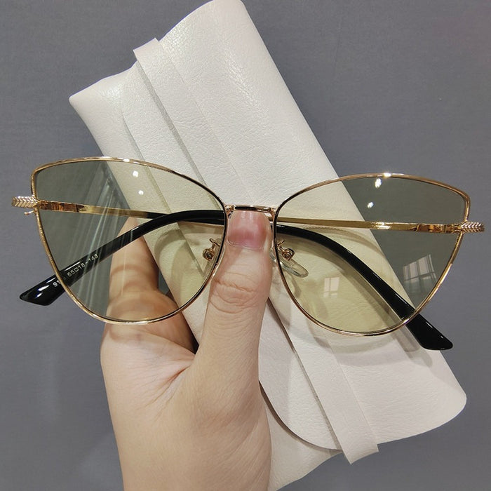 Cat Eye Sunglasses for women Golden light gree