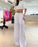 women's high waist pants and crop top set White (Belt Not Included)