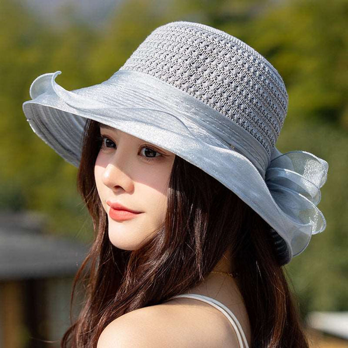 Flower Sun Hat for women Grey M（56-58cm）