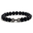 Volcanic Stone Bracelet - Matte Black & White Beads Black Matte Black