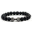 Volcanic Stone Bracelet - Matte Black & White Beads Black Lava Black