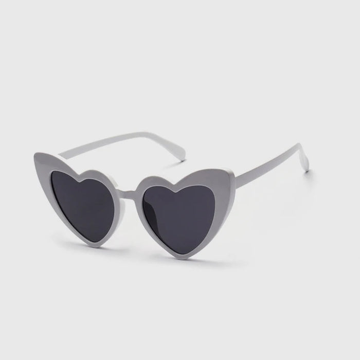 Love Heart Sunglasses Women C2-White-Gray