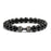 Volcanic Stone Bracelet - Matte Black & White Beads Bright Black