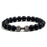 Volcanic Stone Bracelet - Matte Black & White Beads