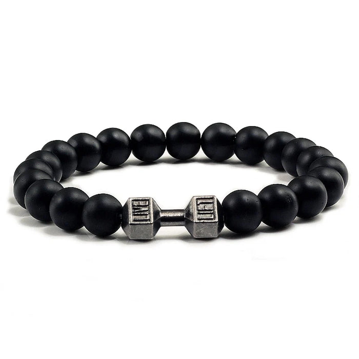 Volcanic Stone Bracelet - Matte Black & White Beads