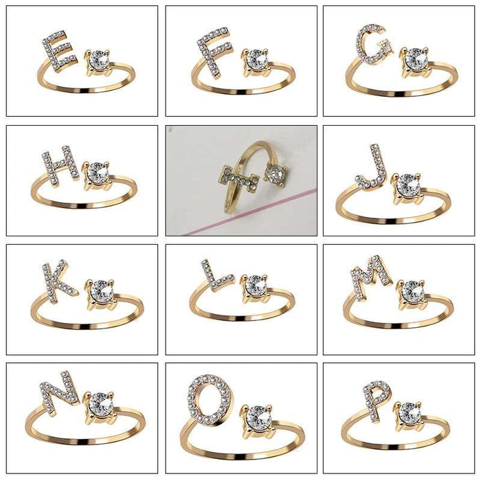 Alphabet Rings A-Z - Initial Letter Jewelry