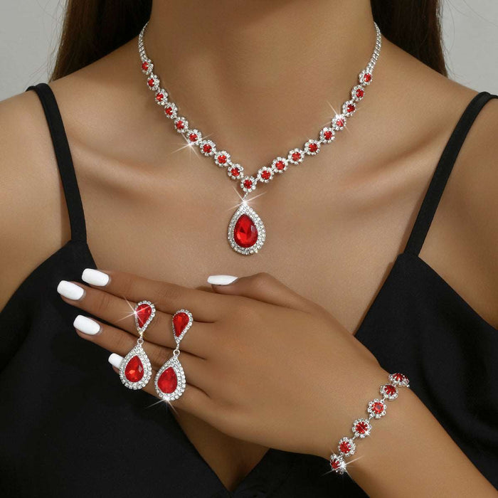 bridal jewelry set- Necklace, Earring and Bracelet 941798 Red