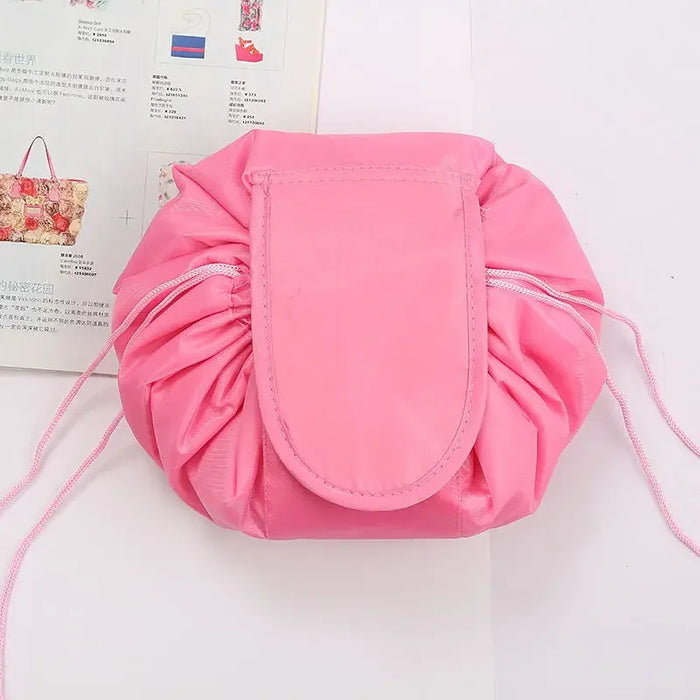 Women Drawstring Cosmetic Bag Dark Pink