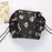 Women Drawstring Cosmetic Bag Black Flower