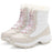 women's heeled winter boots White