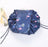 Women Drawstring Cosmetic Bag Blue Flamingo