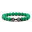 Volcanic Stone Bracelet - Matte Black & White Beads Dark Green Black