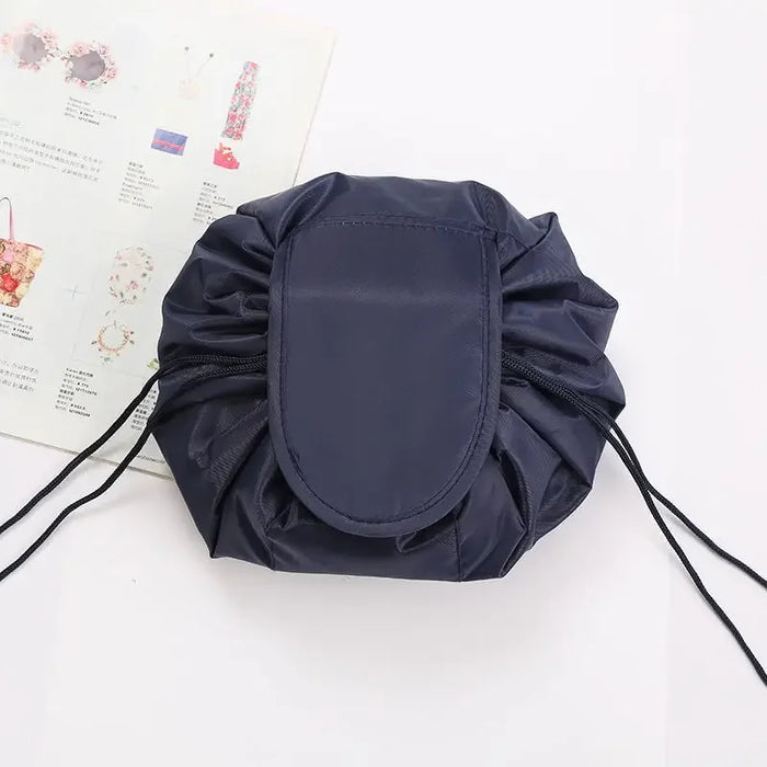 Women Drawstring Cosmetic Bag navy blue