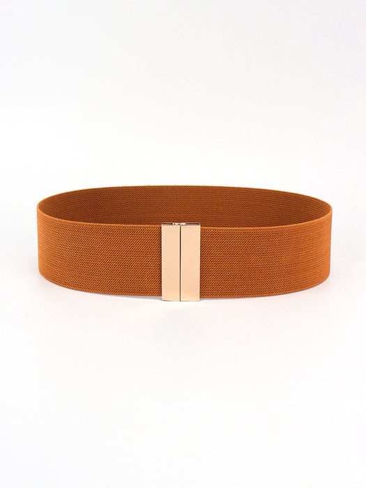 Alloy Buckle Elastic Belt Ochre One Size