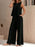 Round Neck Sleeveless Top and Wide Leg Pants Set Black