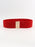 Alloy Buckle Elastic Belt Deep Red One Size